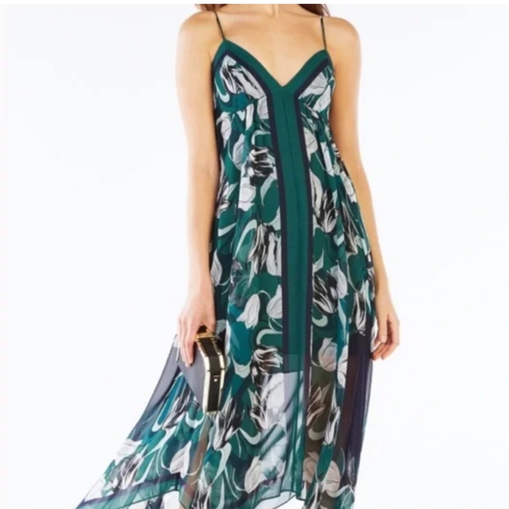 BCBGMAXAZRIA Women's Isabela Asymmetrical Boho Maxi Dress size XS GUC